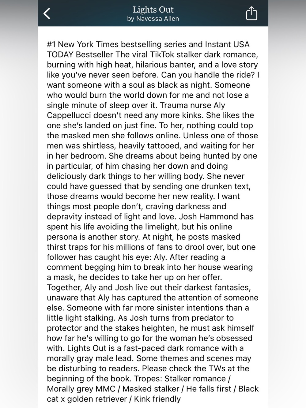 Lights Out by Navessa Allen Paperback Book Into Darkness #1 Dark Romance - Picture 10 of 13